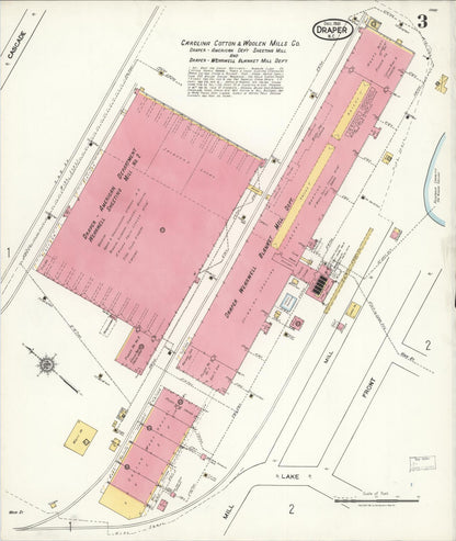 Sanborn Fire Insurance Map from Draper, Rockingham County, North Carolina (1921), Sheet #0003 - Historic Sanborn Fire Insurance Map Print, vintage old map wall art, antique decor, genealogy gift, North Carolina North Carolina map