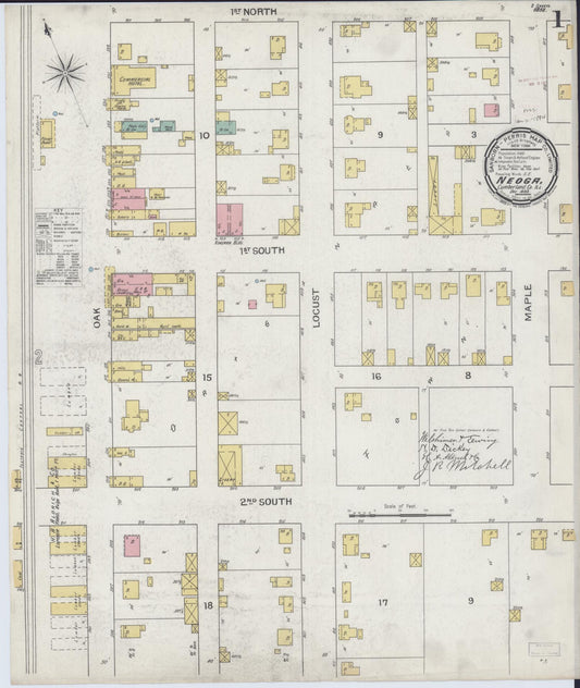 Sanborn Fire Insurance Map from Neoga, Cumberland County, Illinois (1893), Sheet #0001 - Complete Map Set gallery image, historic Sanborn map, vintage wall art, Illinois Illinois