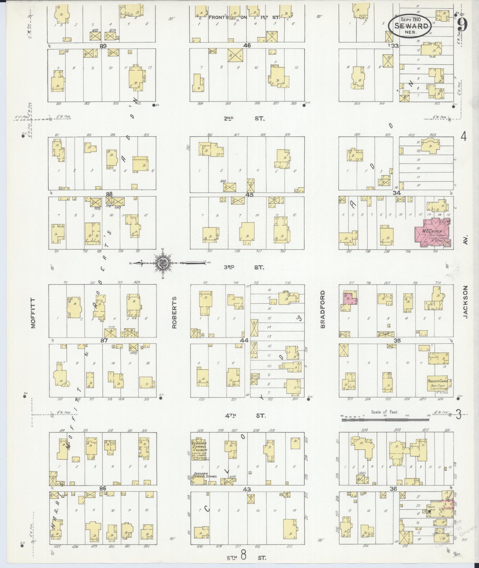 Sanborn Fire Insurance Map from Seward, Seward County, Nebraska (1910), Sheet #0009 - Complete Map Set gallery image, historic Sanborn map, vintage wall art, Nebraska Nebraska