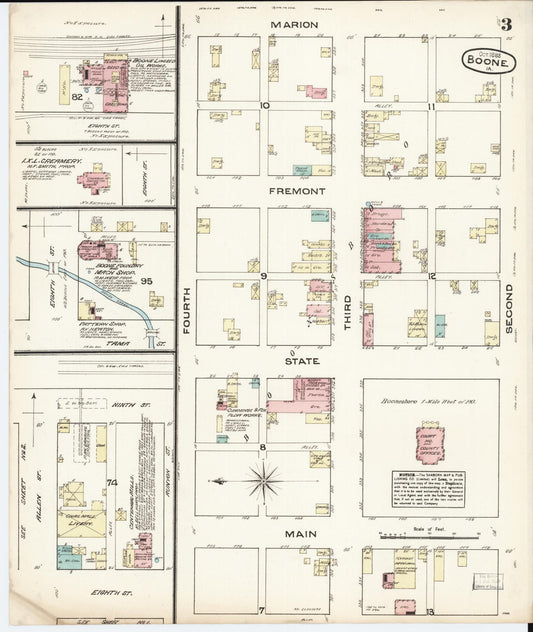 Sanborn Fire Insurance Map from Boone, Boone County, Iowa (1883), Sheet #0003 - Historic Sanborn Fire Insurance Map Print, vintage old map wall art