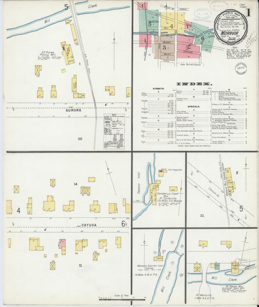 Sanborn Fire Insurance Map from Moravia, Cayuga County, New York (1898), Sheet #0001 - Historic Sanborn Fire Insurance Map Print, vintage old map wall art, antique decor, genealogy gift, New York New York map