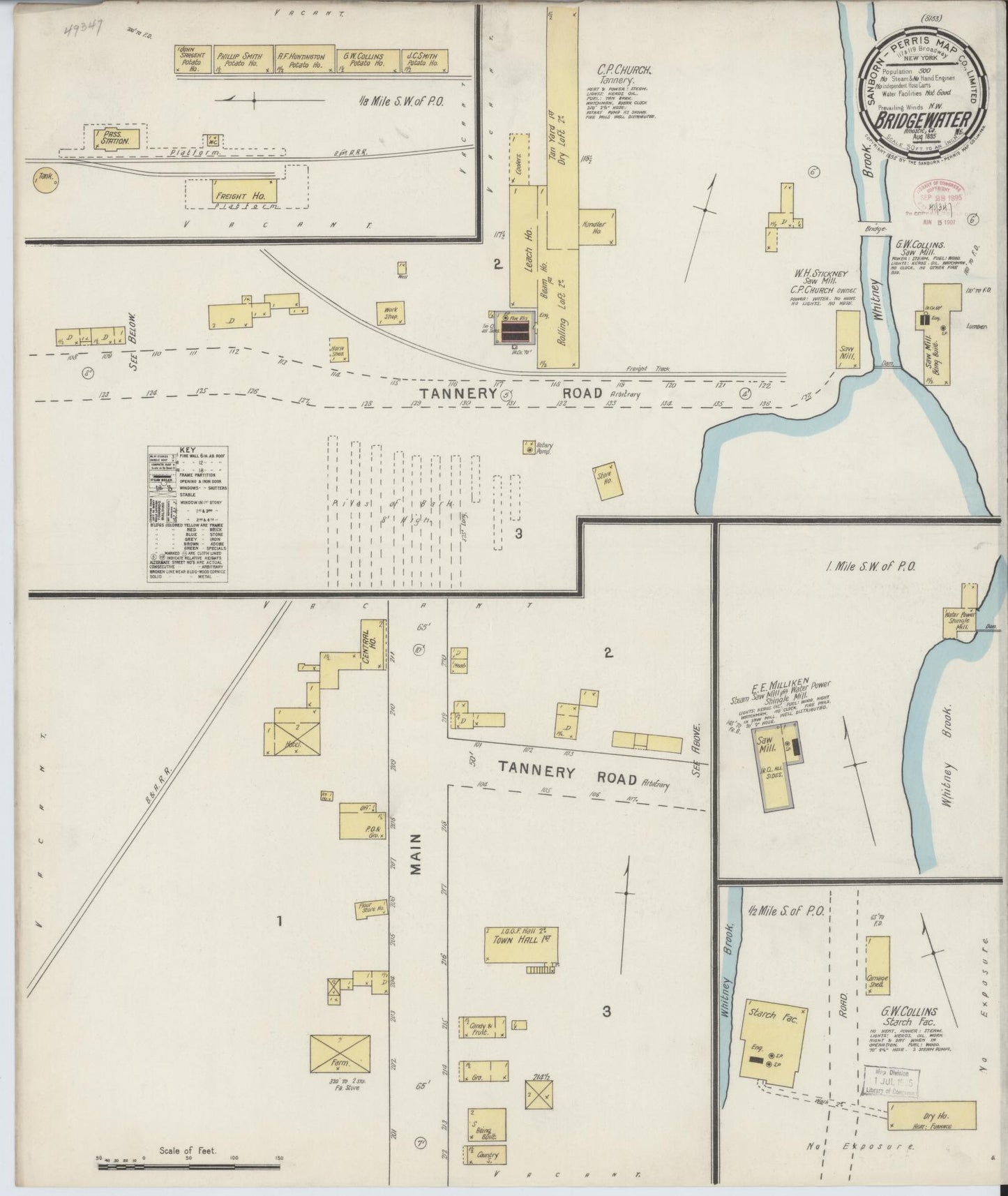 Sanborn Fire Insurance Map from Bridgewater, Aroostook County, Maine (1895), Sheet #0001 - Historic Sanborn Fire Insurance Map Print, vintage old map wall art, antique decor, genealogy gift, Maine Maine map
