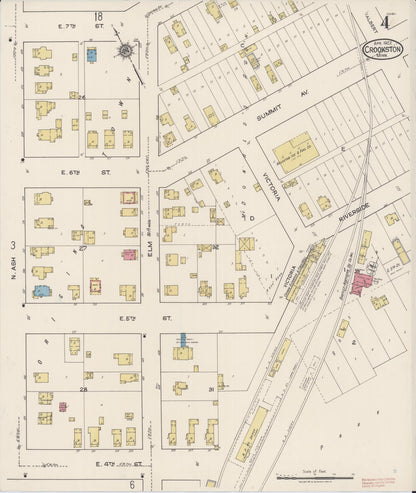 Sanborn Fire Insurance Map from Crookston, Polk County, Minnesota (1922), Sheet #0004 - Historic Sanborn Fire Insurance Map Print, vintage old map wall art, antique decor, genealogy gift, Minnesota Minnesota map