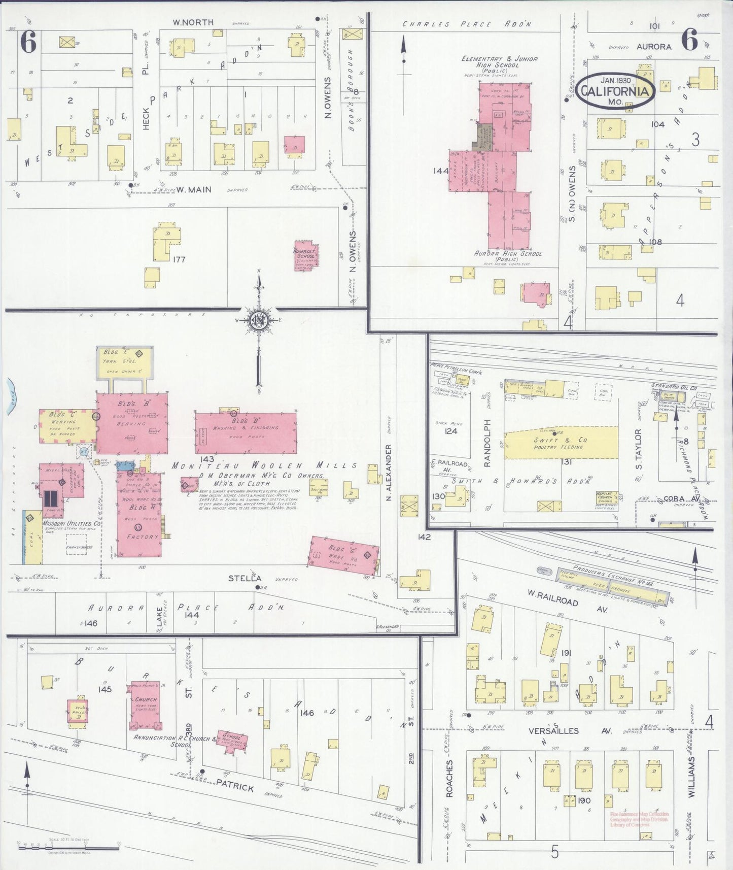 Sanborn Fire Insurance Map from California, Moniteau County, Missouri (1930), Sheet #0006 - Complete Map Set gallery image, historic Sanborn map, vintage wall art, Missouri Missouri