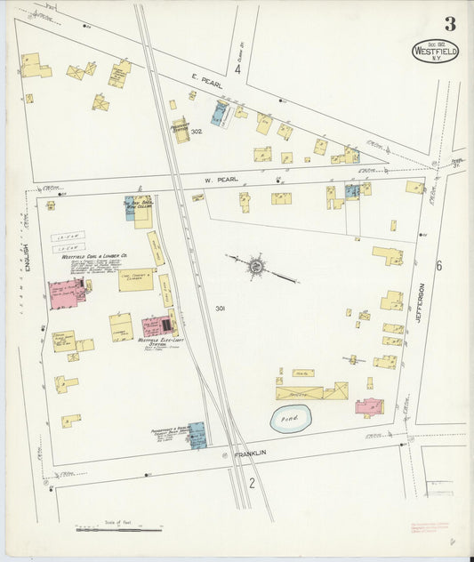 Sanborn Fire Insurance Map from Westfield, Chautauqua County, New York (1912), Sheet #0003 - Historic Sanborn Fire Insurance Map Print, vintage old map wall art, antique decor, genealogy gift, New York New York map