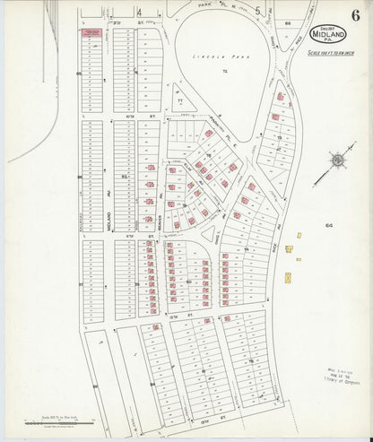 Sanborn Fire Insurance Map from Midland, Beaver County, Pennsylvania (1917), Sheet #0006 - Historic Sanborn Fire Insurance Map Print, vintage old map wall art, antique decor, genealogy gift, Pennsylvania Pennsylvania map