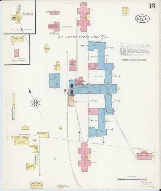 Sanborn Fire Insurance Map from Saint Peter, Nicollet County, Minnesota (1908), Sheet #0013 - Historic Sanborn Fire Insurance Map Print, vintage old map wall art, antique decor, genealogy gift, Minnesota Minnesota map
