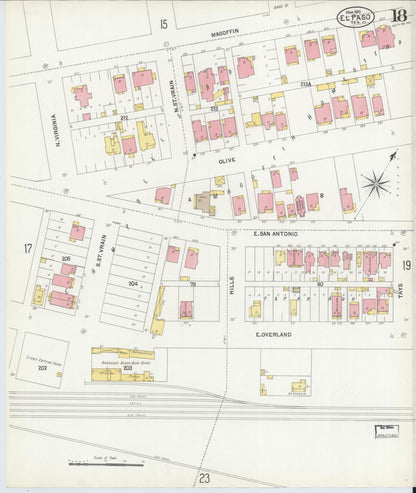 Sanborn Fire Insurance Map from El Paso, El Paso County, Texas (1902), Sheet #0018 - Complete Map Set gallery image, historic Sanborn map, vintage wall art, Texas Texas