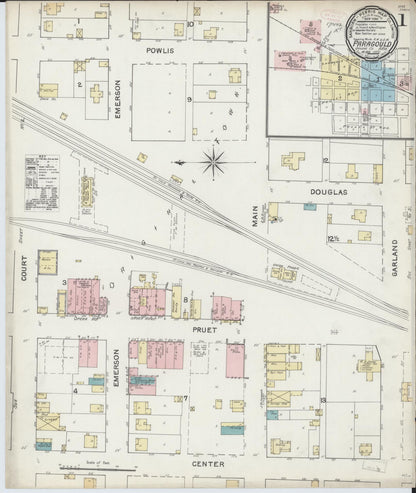 Sanborn Fire Insurance Map from Paragould, Greene County, Arkansas (1892), Sheet #0001 - Complete Map Set gallery image, historic Sanborn map, vintage wall art, Arkansas Arkansas