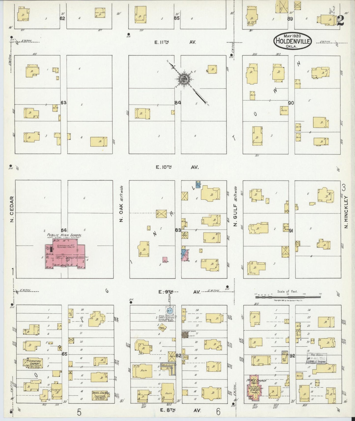 Sanborn Fire Insurance Map from Holdenville, Hughes County, Oklahoma (1920), Sheet #0002 - Complete Map Set gallery image, historic Sanborn map, vintage wall art, Oklahoma Oklahoma