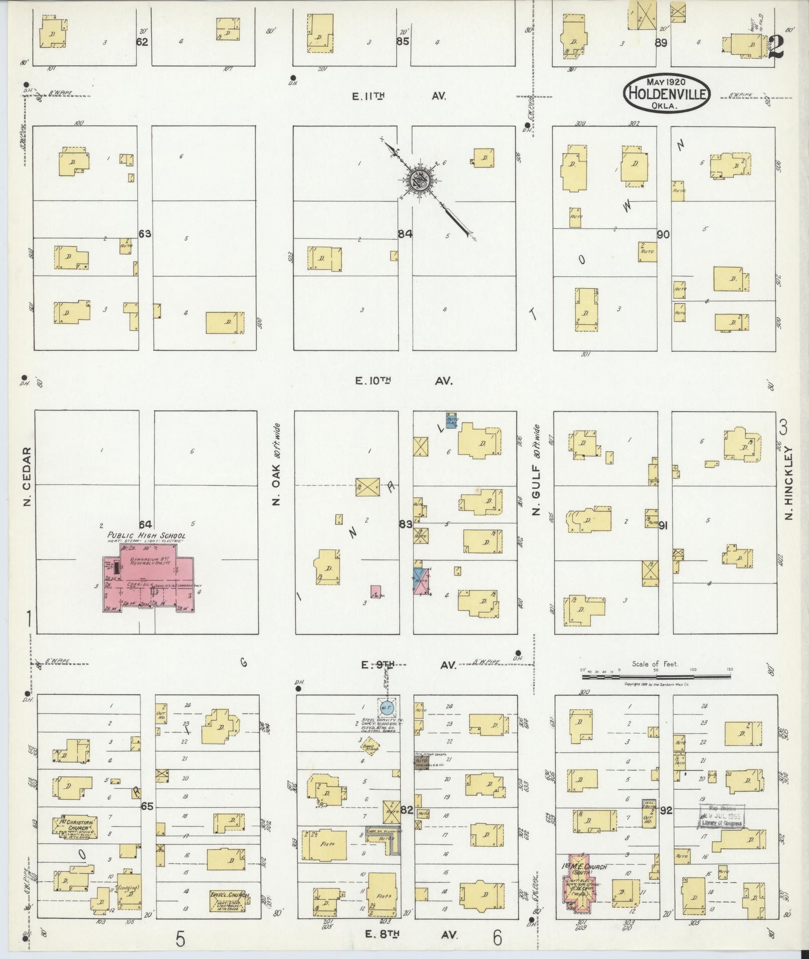 Sanborn Fire Insurance Map from Holdenville, Hughes County, Oklahoma (1920), Sheet #0002 - Complete Map Set gallery image, historic Sanborn map, vintage wall art, Oklahoma Oklahoma