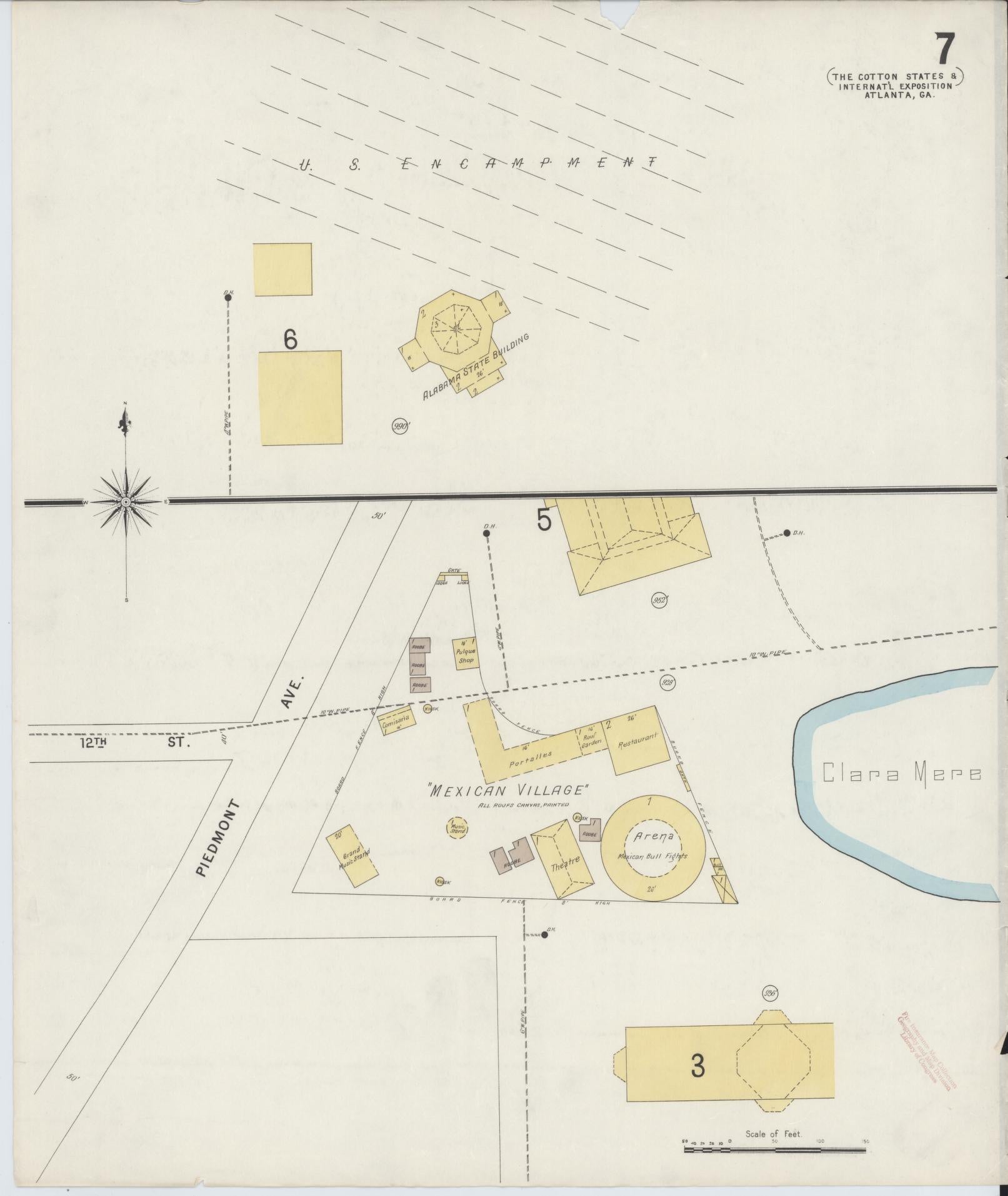 Sanborn Fire Insurance Map from Atlanta, Fulton  County, Georgia (1895), Sheet #0007 - Complete Map Set gallery image, historic Sanborn map, vintage wall art, Georgia Georgia