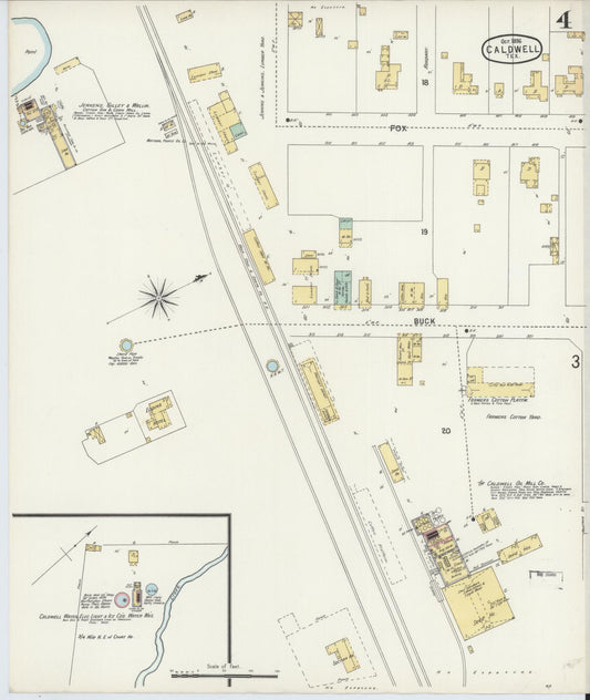 Sanborn Fire Insurance Map from Caldwell, Burleson County, Texas (1896), Sheet #0004 - Historic Sanborn Fire Insurance Map Print, vintage old map wall art, antique decor, genealogy gift, Texas Texas map