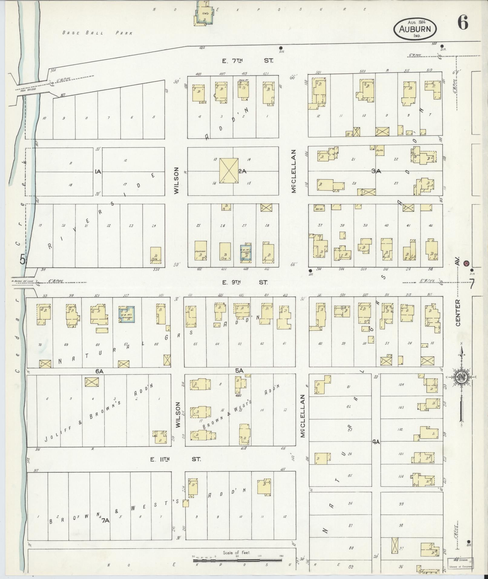 Sanborn Fire Insurance Map from Auburn, De Kalb County, Indiana (1914), Sheet #0006 - Complete Map Set gallery image, historic Sanborn map, vintage wall art, Indiana Indiana