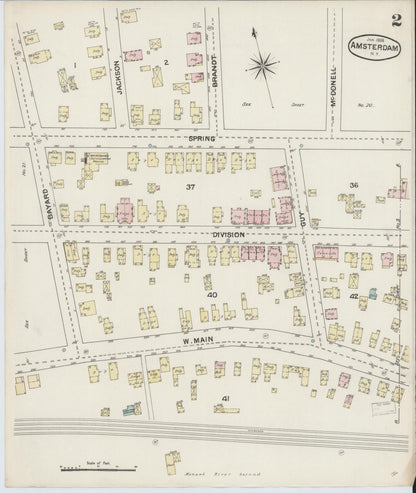 Sanborn Fire Insurance Map from Amsterdam, Montgomery County, New York (1888), Sheet #0002 - Complete Map Set gallery image, historic Sanborn map, vintage wall art, New York New York