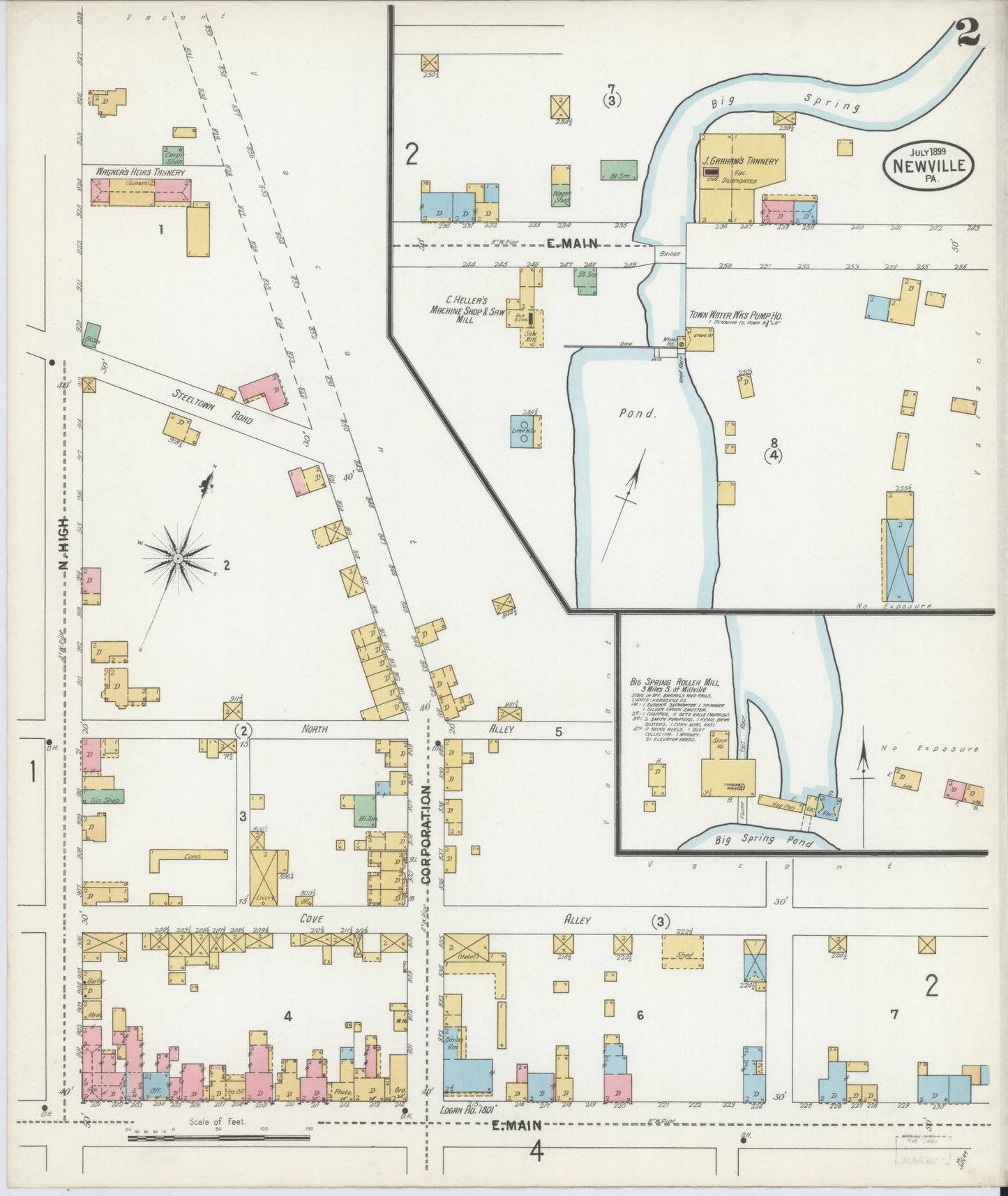 Sanborn Fire Insurance Map from Newville, Cumberland County, Pennsylvania (1899), Sheet #0002 - Complete Map Set gallery image, historic Sanborn map, vintage wall art, Pennsylvania Pennsylvania