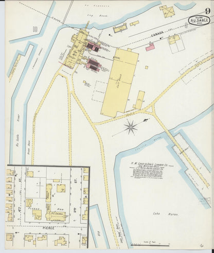 Sanborn Fire Insurance Map from Oscoda, Iosco County, Michigan (1895), Sheet #0009 - Historic Sanborn Fire Insurance Map Print, vintage old map wall art, antique decor, genealogy gift, Michigan Michigan map