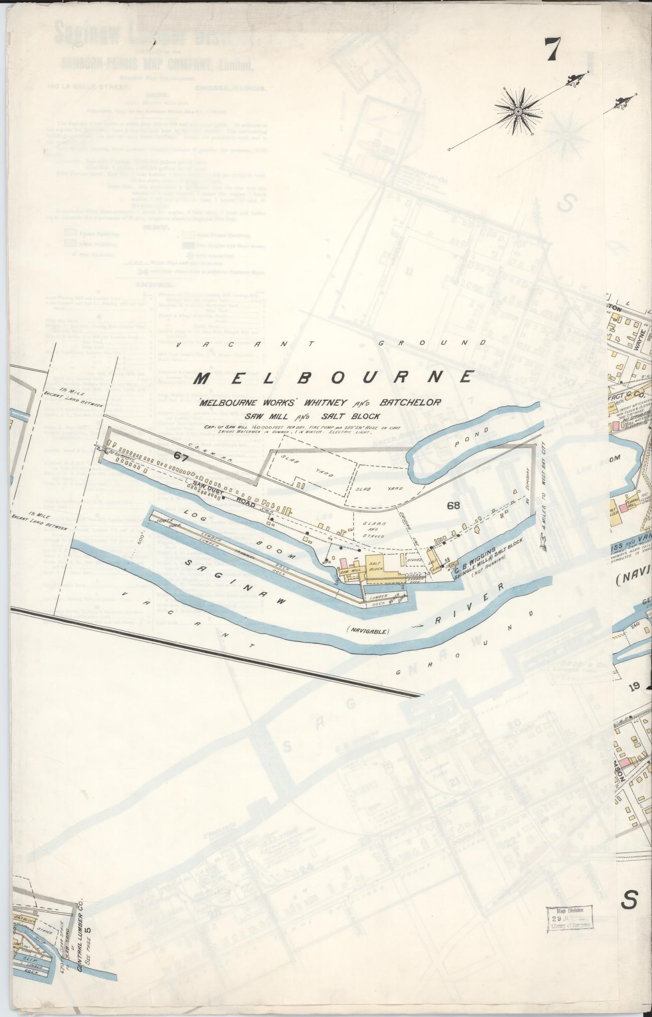 Sanborn Fire Insurance Map from Saginaw, Saginaw County, Michigan (1895), Sheet #0007 - Complete Map Set gallery image, historic Sanborn map, vintage wall art, Michigan Michigan