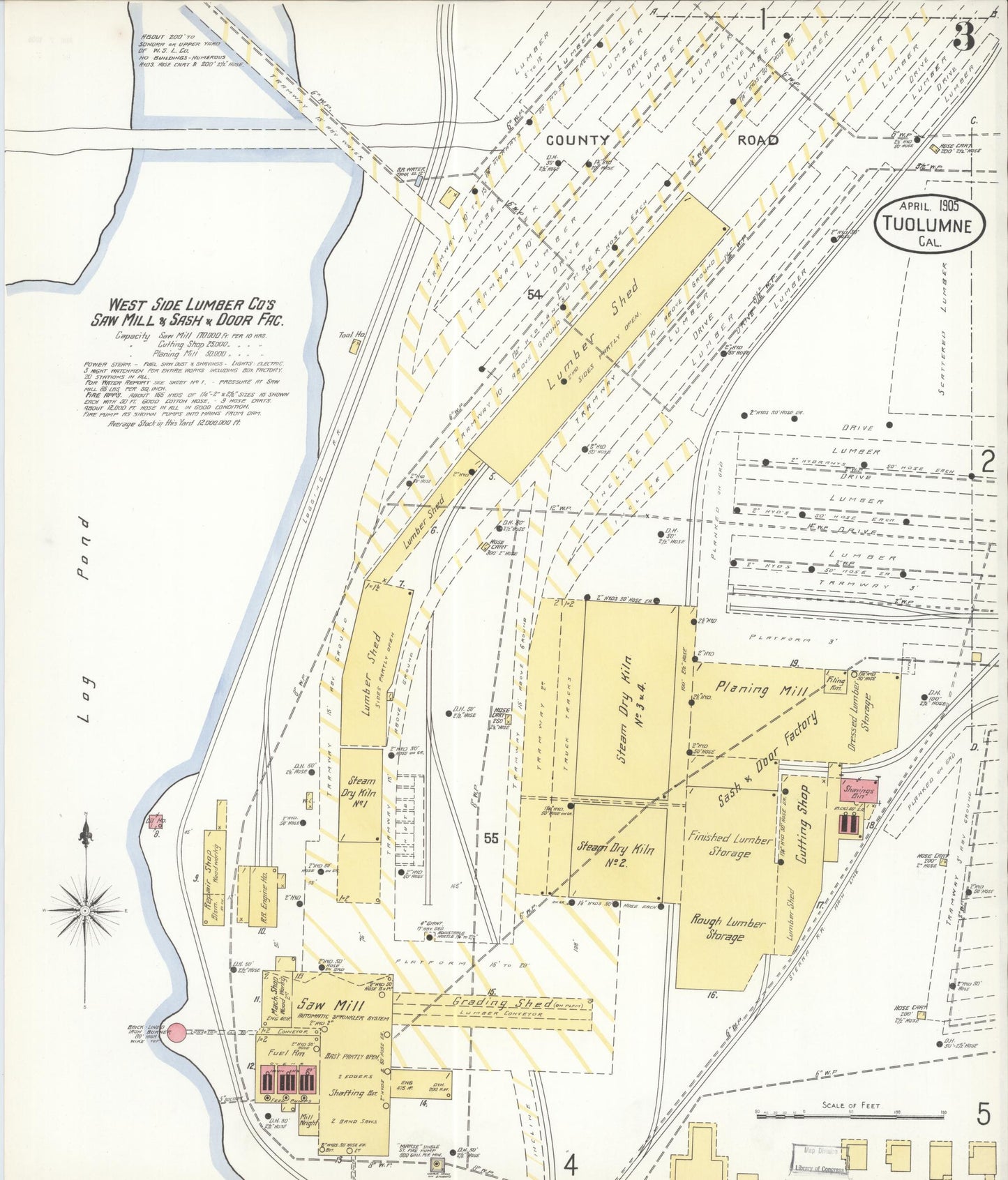 Sanborn Fire Insurance Map from Tuolumne, Tuolumne County, California (1905), Sheet #0003 - Complete Map Set gallery image, historic Sanborn map, vintage wall art, California California