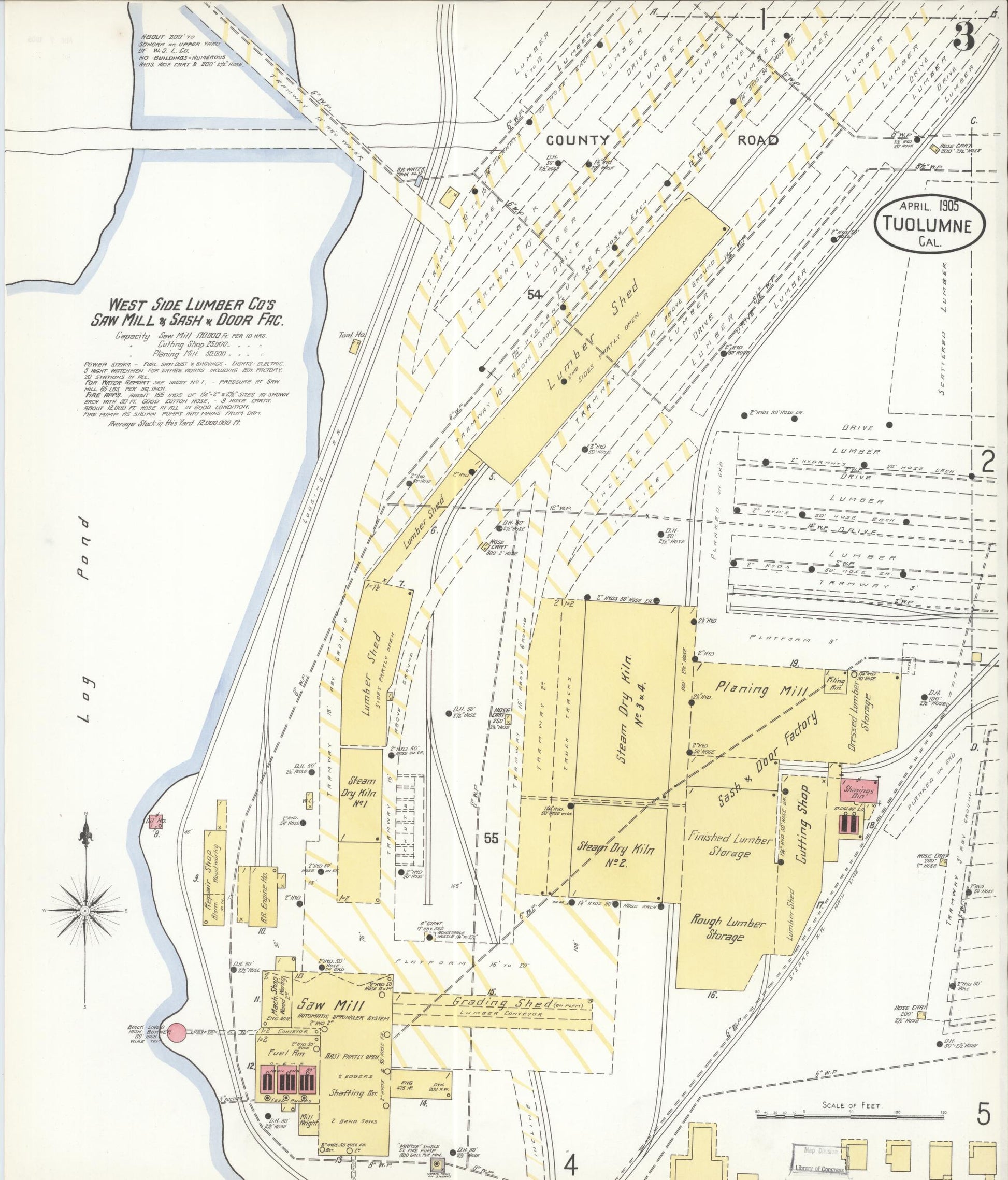 Sanborn Fire Insurance Map from Tuolumne, Tuolumne County, California (1905), Sheet #0003 - Complete Map Set gallery image, historic Sanborn map, vintage wall art, California California