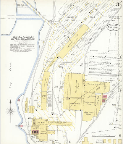 Sanborn Fire Insurance Map from Tuolumne, Tuolumne County, California (1905), Sheet #0003 - Complete Map Set gallery image, historic Sanborn map, vintage wall art, California California