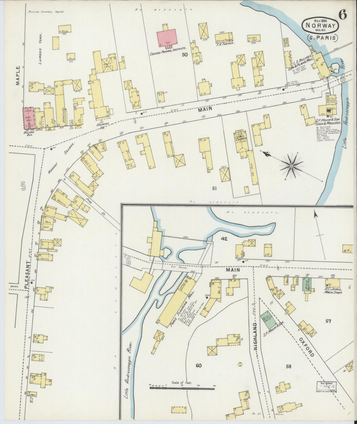 Sanborn Fire Insurance Map from Norway, Oxford County, Maine (1895), Sheet #0006 - Complete Map Set gallery image, historic Sanborn map, vintage wall art, Maine Maine