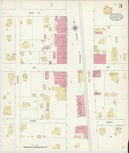 Sanborn Fire Insurance Map from Johnston, Edgefield County, South Carolina (1913), Sheet #0003 - Complete Map Set gallery image, historic Sanborn map, vintage wall art, South Carolina South Carolina