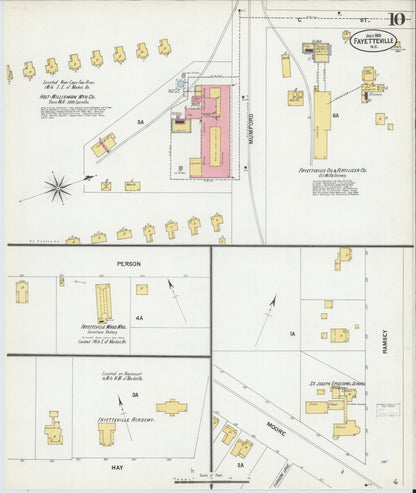 Sanborn Fire Insurance Map from Fayetteville, Cumberland County, North Carolina (1901), Sheet #0010 - Complete Map Set gallery image, historic Sanborn map, vintage wall art, North Carolina North Carolina