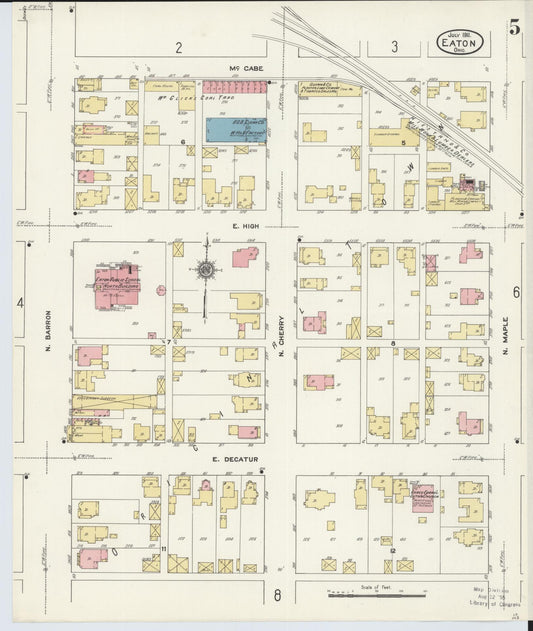 Sanborn Fire Insurance Map from Eaton, Preble County, Ohio (1911), Sheet #0005 - Historic Sanborn Fire Insurance Map Print, vintage old map wall art, antique decor, genealogy gift, Ohio Ohio map