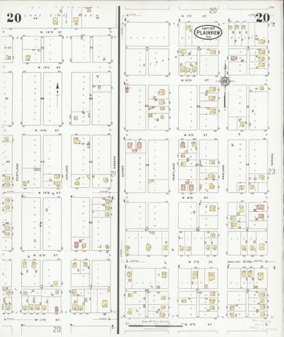 Sanborn Fire Insurance Map from Plainview, Hale County, Texas (1927), Sheet #0020 - Historic Sanborn Fire Insurance Map Print, vintage old map wall art, antique decor, genealogy gift, Texas Texas map