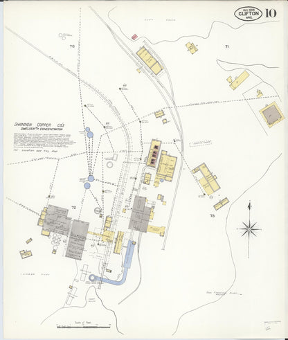 Sanborn Fire Insurance Map from Clifton, Greenlee County, Arizona (1908), Sheet #0010 - Complete Map Set gallery image, historic Sanborn map, vintage wall art, Arizona Arizona