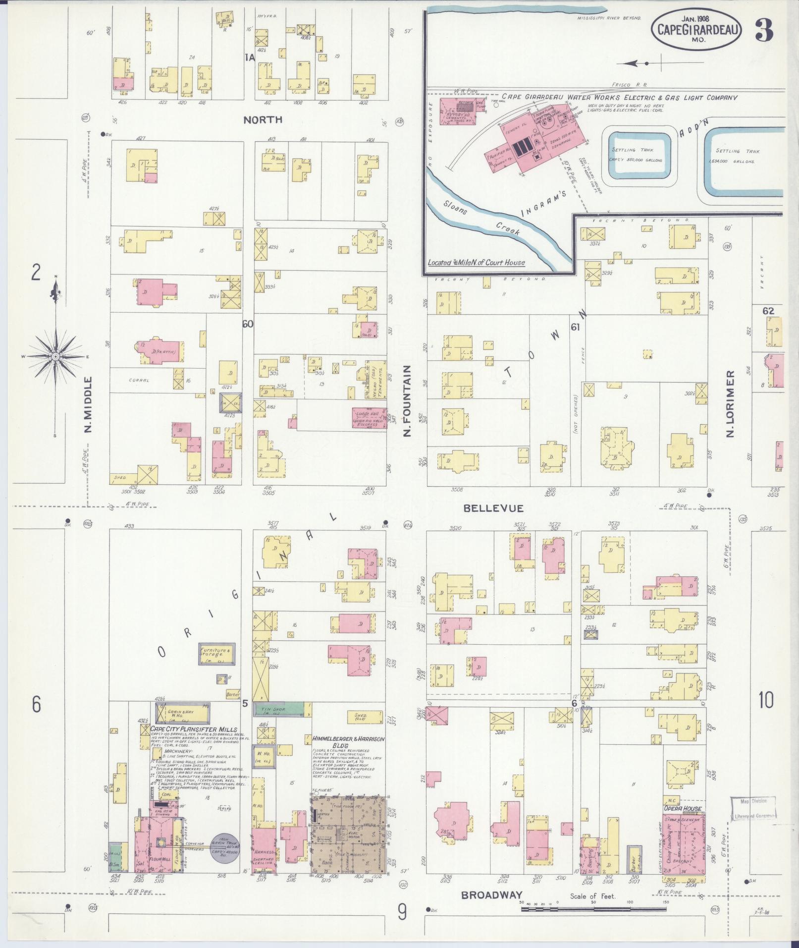 Sanborn Fire Insurance Map from Cape Girardeau, Cape Girardeau County, Missouri (1908), Sheet #0003 - Complete Map Set gallery image, historic Sanborn map, vintage wall art, Missouri Missouri