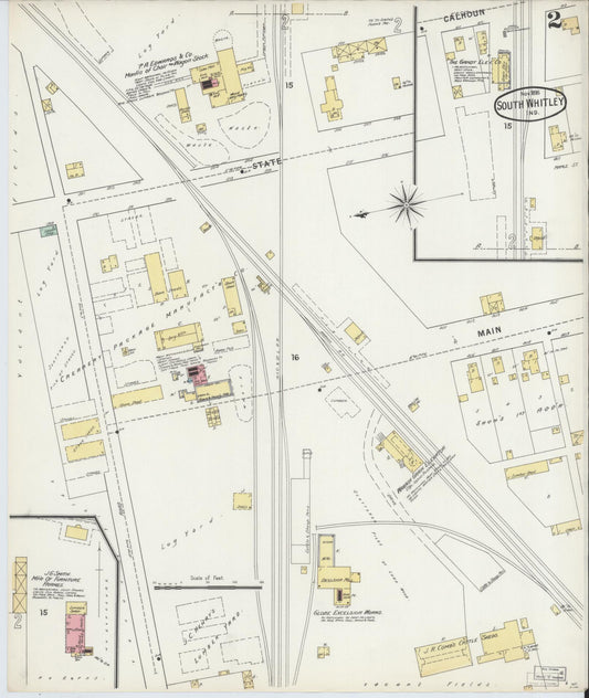 Sanborn Fire Insurance Map from South Whitley, Whitley County, Indiana (1895), Sheet #0002 - Historic Sanborn Fire Insurance Map Print, vintage old map wall art, antique decor, genealogy gift, Indiana Indiana map