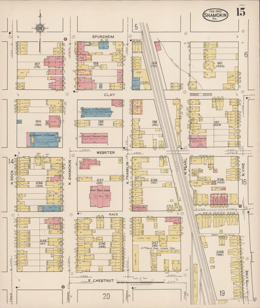 Sanborn Fire Insurance Map from Shamokin, Northumberland County, Pennsylvania (1922), Sheet #0015 - Historic Sanborn Fire Insurance Map Print, vintage old map wall art, antique decor, genealogy gift, Pennsylvania Pennsylvania map