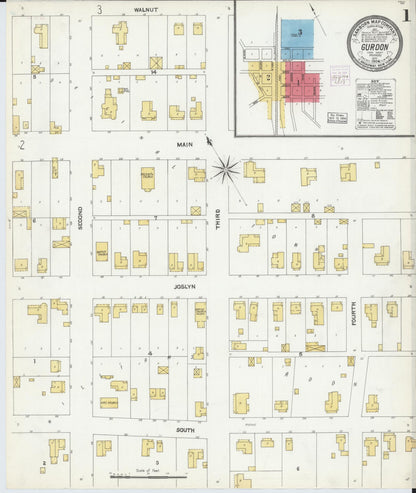 Sanborn Fire Insurance Map from Gurdon, Clark County, Arkansas (1904), Sheet #0001 - Complete Map Set gallery image, historic Sanborn map, vintage wall art, Arkansas Arkansas