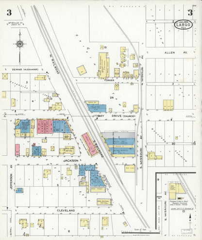 Sanborn Fire Insurance Map from Largo, Pinellas County, Florida (1926), Sheet #0003 - Historic Sanborn Fire Insurance Map Print, vintage old map wall art, antique decor, genealogy gift, Florida Florida map