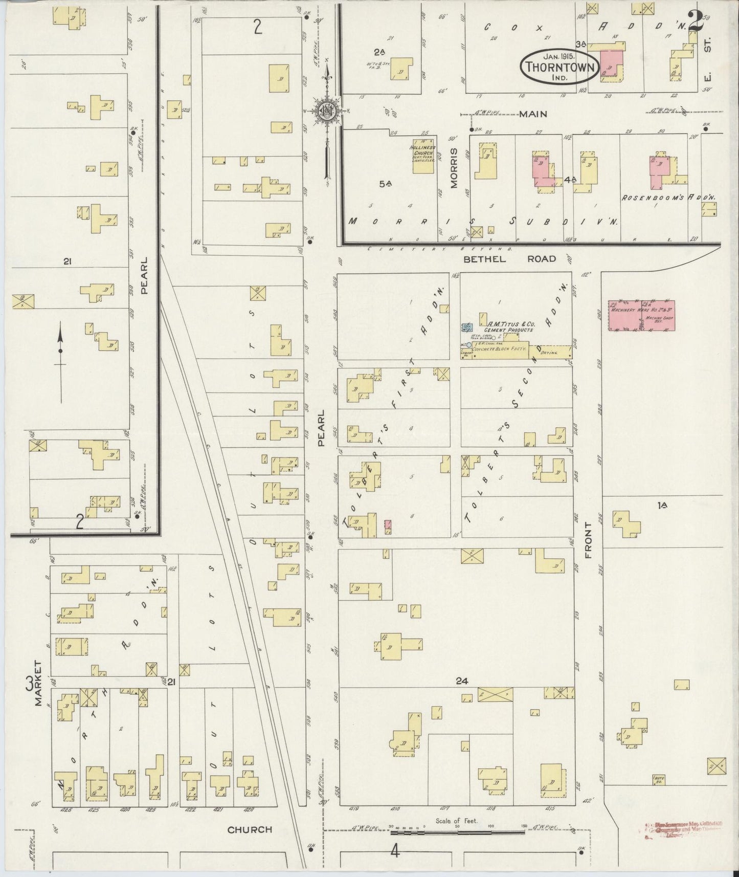 Sanborn Fire Insurance Map from Thorntown, Boone County, Indiana (1915), Sheet #0002 - Historic Sanborn Fire Insurance Map Print, vintage old map wall art, antique decor, genealogy gift, Indiana Indiana map