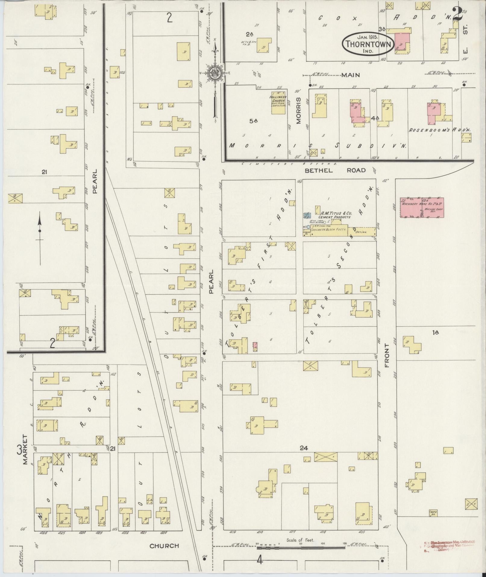 Sanborn Fire Insurance Map from Thorntown, Boone County, Indiana (1915), Sheet #0002 - Historic Sanborn Fire Insurance Map Print, vintage old map wall art, antique decor, genealogy gift, Indiana Indiana map