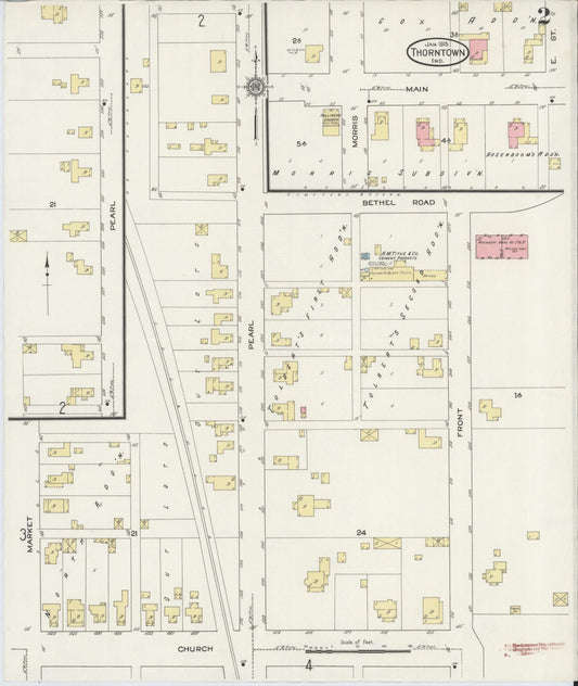 Sanborn Fire Insurance Map from Thorntown, Boone County, Indiana (1915), Sheet #0002 - Historic Sanborn Fire Insurance Map Print, vintage old map wall art, antique decor, genealogy gift, Indiana Indiana map