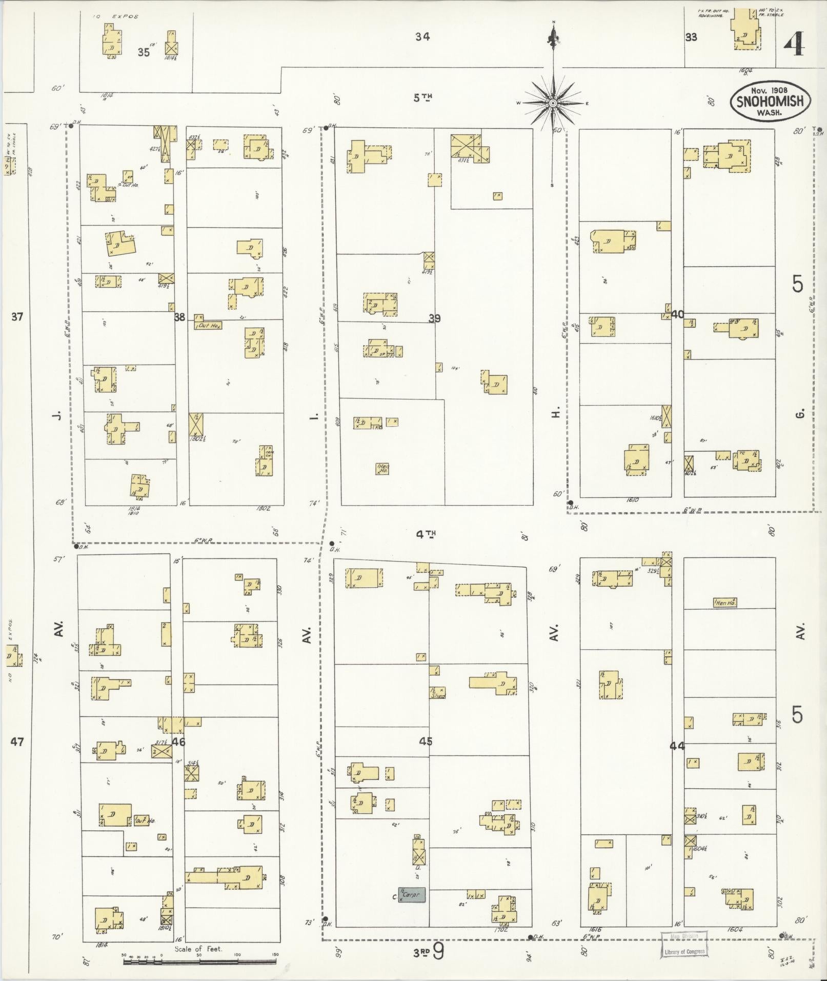 Sanborn Fire Insurance Map from Snohomish, Snohomish County, Washington (1908), Sheet #0004 - Complete Map Set gallery image, historic Sanborn map, vintage wall art, Washington Washington