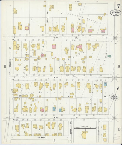 Sanborn Fire Insurance Map from Dixon, Lee County, Illinois (1902), Sheet #0007 - Complete Map Set gallery image, historic Sanborn map, vintage wall art, Illinois Illinois