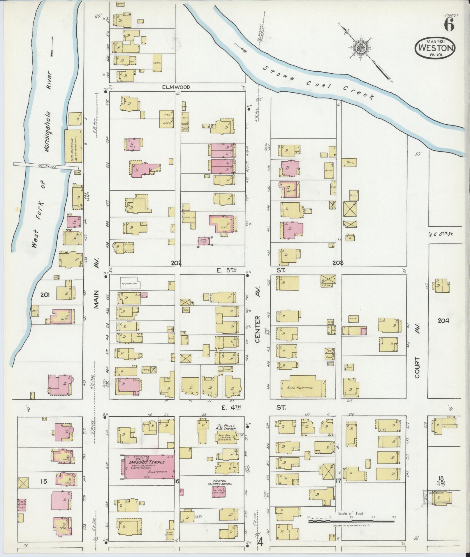 Sanborn Fire Insurance Map from Weston, Lewis County, West Virginia (1921), Sheet #0006 - Complete Map Set gallery image, historic Sanborn map, vintage wall art, West Virginia West Virginia