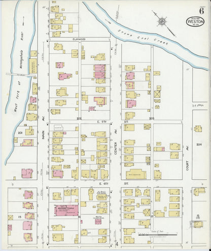 Sanborn Fire Insurance Map from Weston, Lewis County, West Virginia (1921), Sheet #0006 - Complete Map Set gallery image, historic Sanborn map, vintage wall art, West Virginia West Virginia