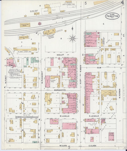 Sanborn Fire Insurance Map from Princeton, Bureau County, Illinois (1897), Sheet #0004 - Complete Map Set gallery image, historic Sanborn map, vintage wall art, Illinois Illinois