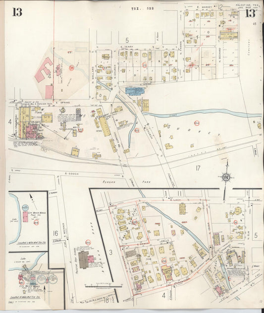 Sanborn Fire Insurance Map from Palestine, Anderson County, Texas (1949), Sheet #0013 - Historic Sanborn Fire Insurance Map Print, vintage old map wall art, antique decor, genealogy gift, Texas Texas map