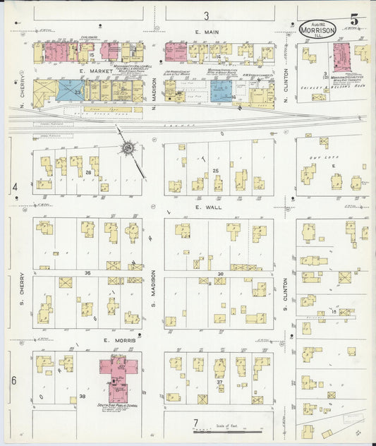 Sanborn Fire Insurance Map from Morrison, Whiteside County, Illinois (1912), Sheet #0005 - Historic Sanborn Fire Insurance Map Print, vintage old map wall art, antique decor, genealogy gift, Illinois Illinois map