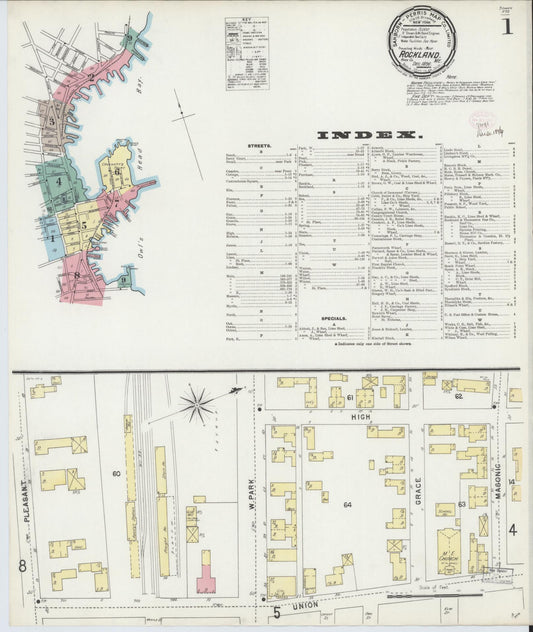 Sanborn Fire Insurance Map from Rockland, Knox County, Maine (1896), Sheet #0001 - Complete Map Set gallery image, historic Sanborn map, vintage wall art, Maine Maine