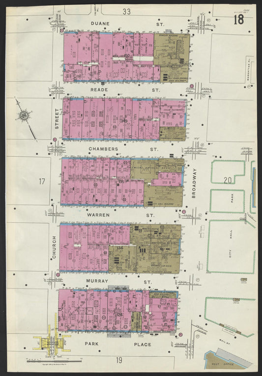 Sanborn Fire Insurance Map from New York, Bronx, Manhattan, New York (1923), Sheet #0018 - Historic Sanborn Fire Insurance Map Print, vintage old map wall art, antique decor, genealogy gift, New York New York map