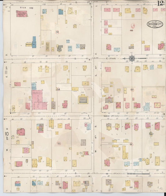 Sanborn Fire Insurance Map from Brigham City, Box Elder County, Utah (1949), Sheet #0012 - Historic Sanborn Fire Insurance Map Print, vintage old map wall art, antique decor, genealogy gift, Utah Utah map