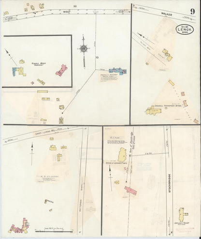 Sanborn Fire Insurance Map from Lenox, Berkshire County, Massachusetts (1939), Sheet #0009 - Complete Map Set gallery image, historic Sanborn map, vintage wall art, Massachusetts Massachusetts